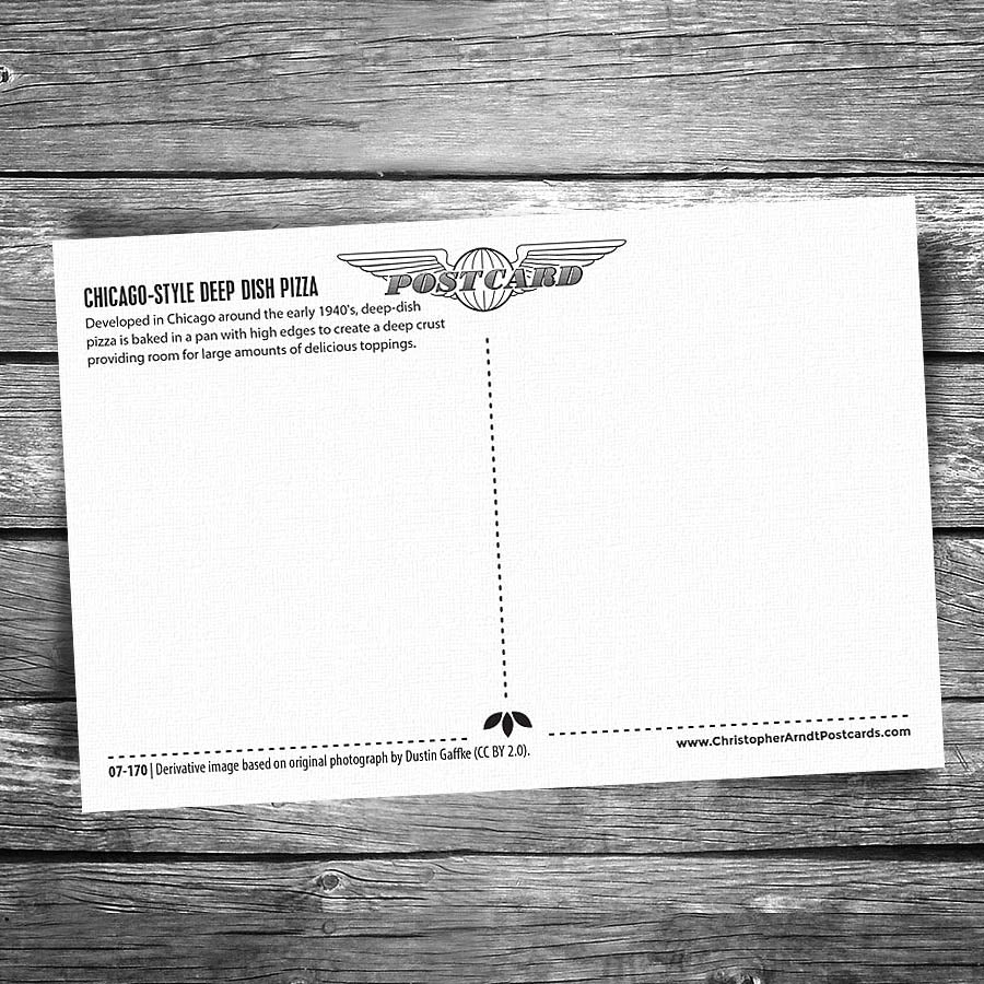Famous Chicago Style Deep Dish Pizza Postcard