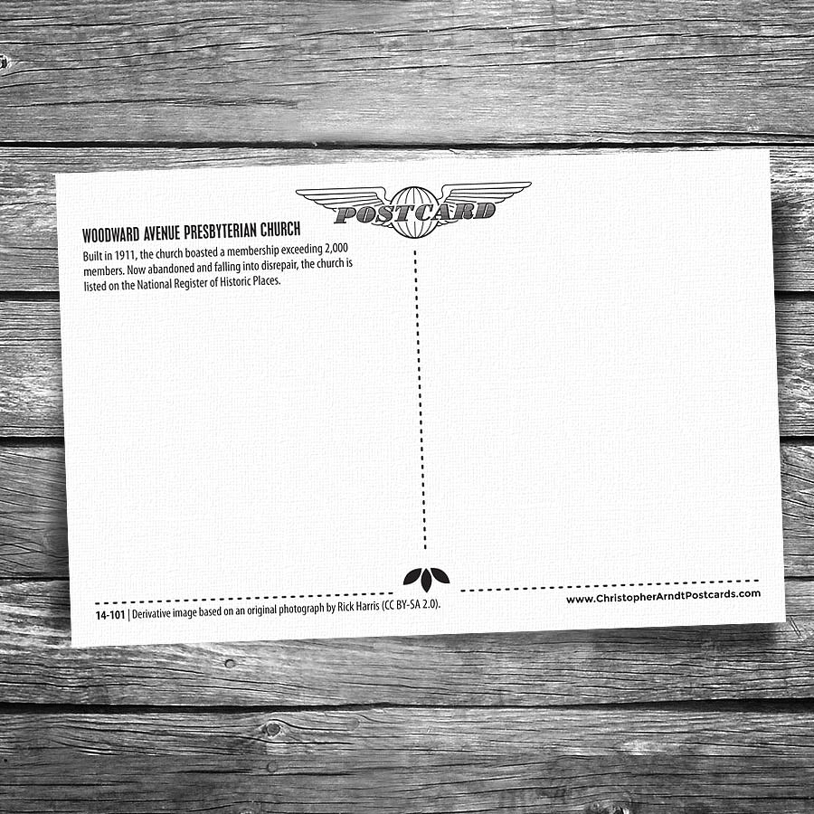 Detroit Abandoned Church Postcard