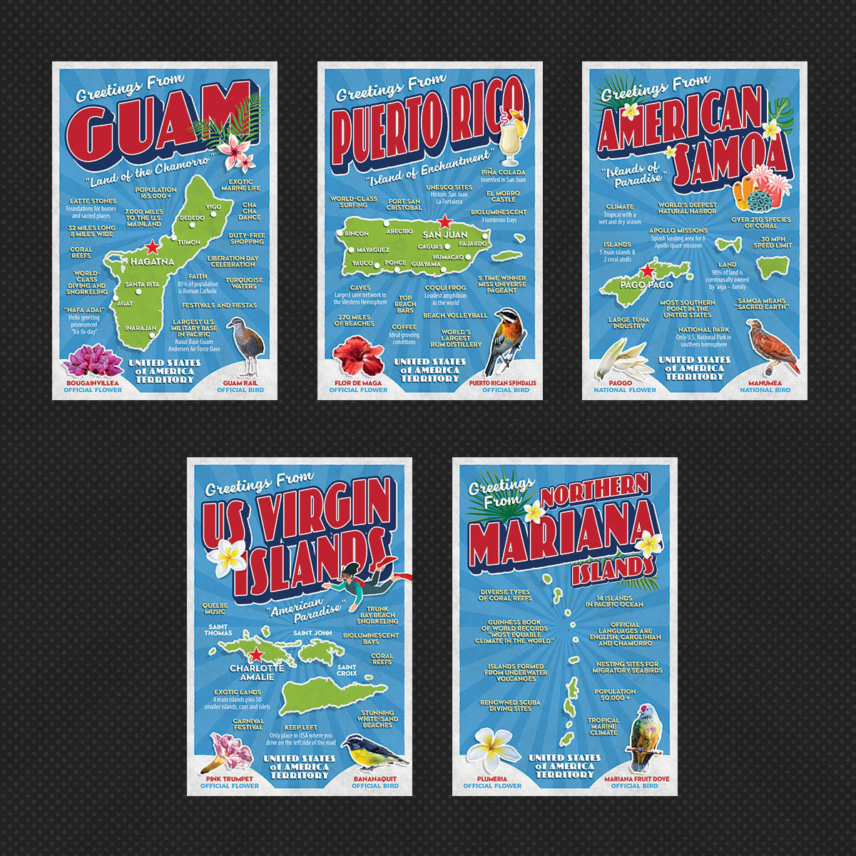 USA State Postcards | Set of 57