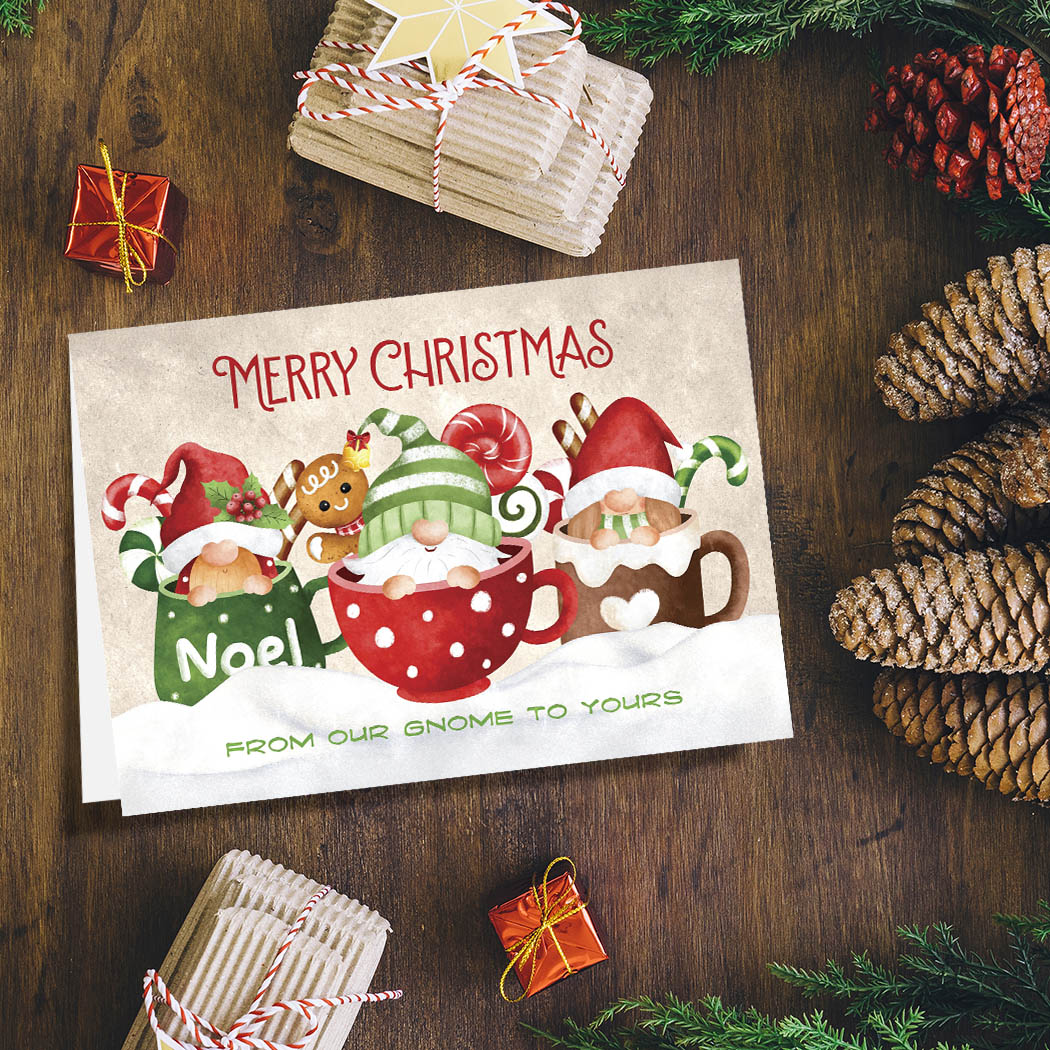 Christmas Gnomes | Blank Greeting Card - SET of 4