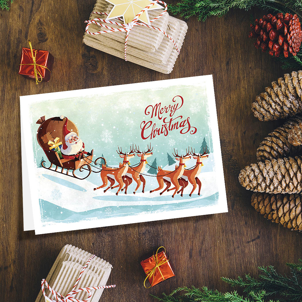 Santa's Sleigh | 5x7 Blank Card