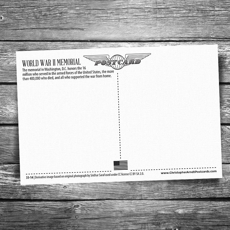 World War II Memorial Postcard