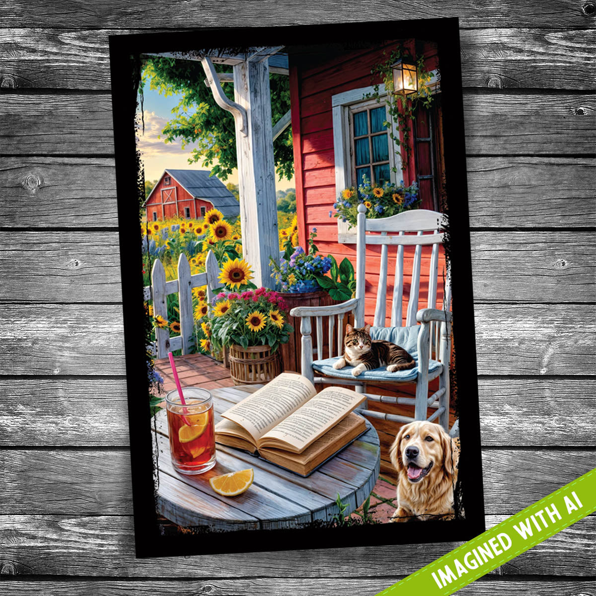 Country Porch Reading Postcard