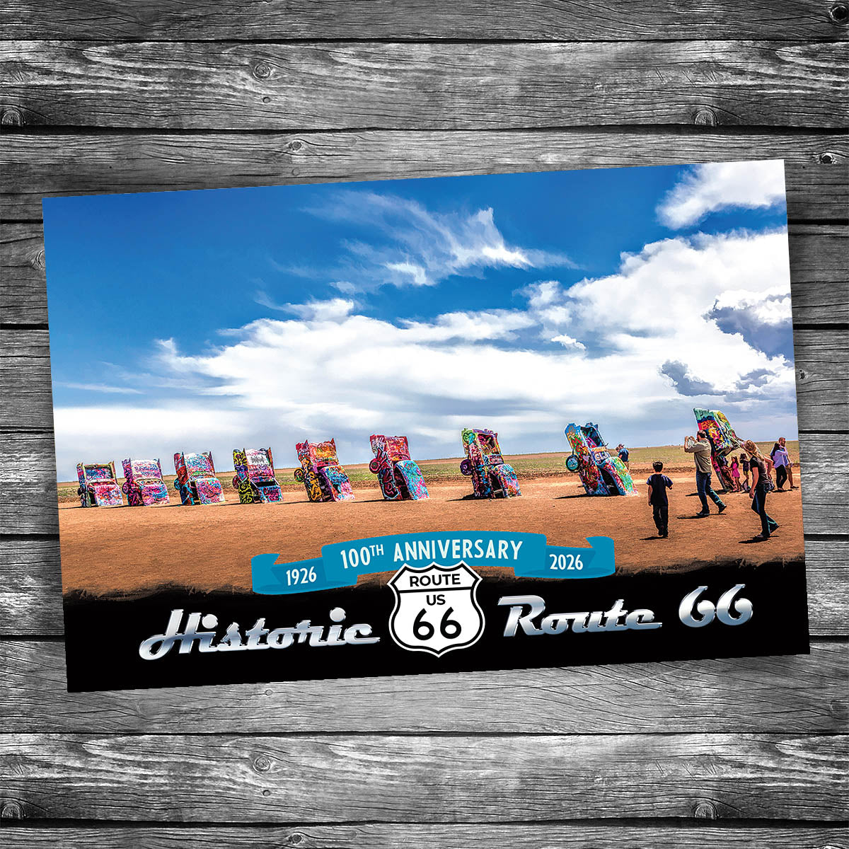 Route 66 Cadillac Ranch Postcard - 100th Anniversary