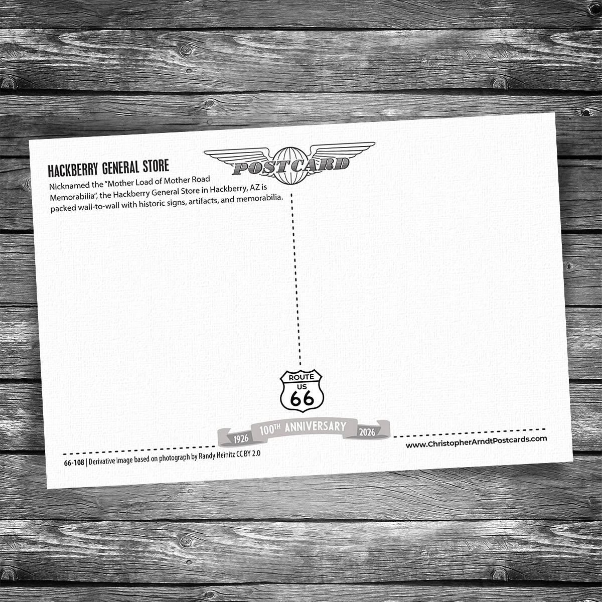 Route 66 Hackberry General Store Postcard - 100th Anniversary