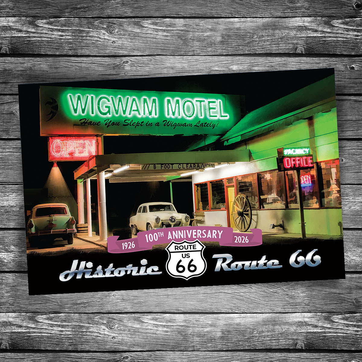 Route 66 Wigwam Motel Postcard - 100th Anniversary