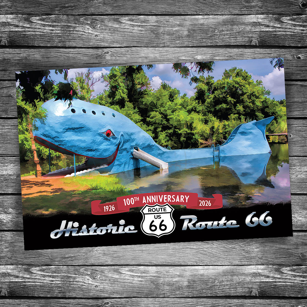 Route 66 Blue Whale of Catoosa Postcard - 100th Anniversary