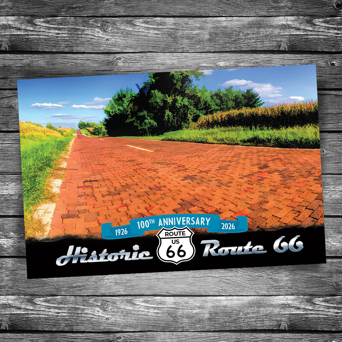 Route 66 Brick Road Postcard - 100th Anniversary