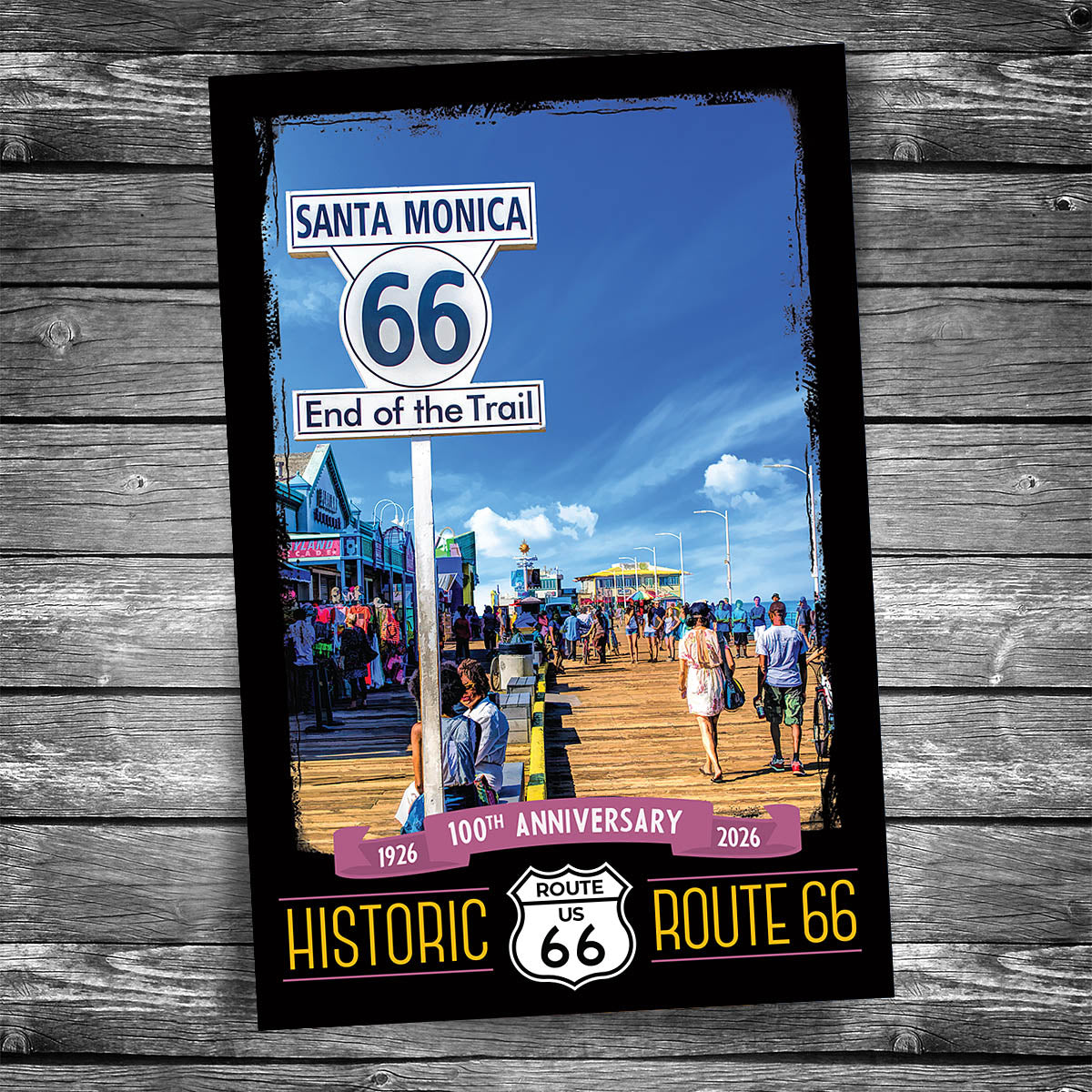 Route 66 Santa Monica Pier Postcard - 100th Anniversary