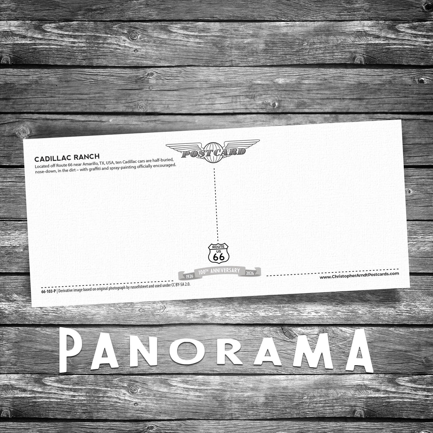 Cadillac Ranch Panorama Postcard - 100th Anniversary