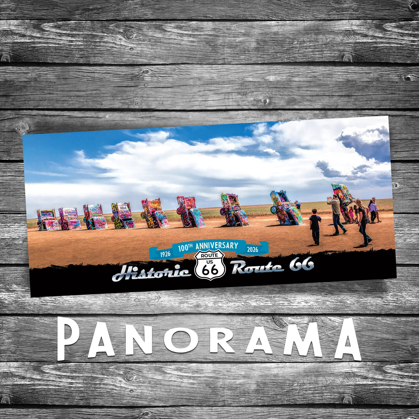 Cadillac Ranch Panorama Postcard - 100th Anniversary