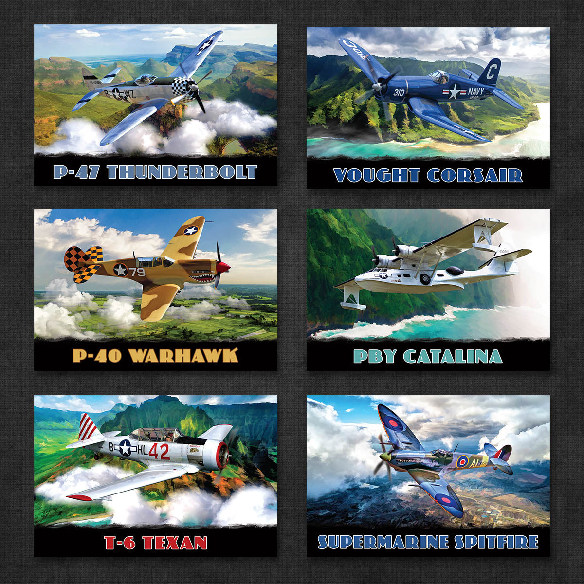 Airplanes of WWII Postcards | Set of 12