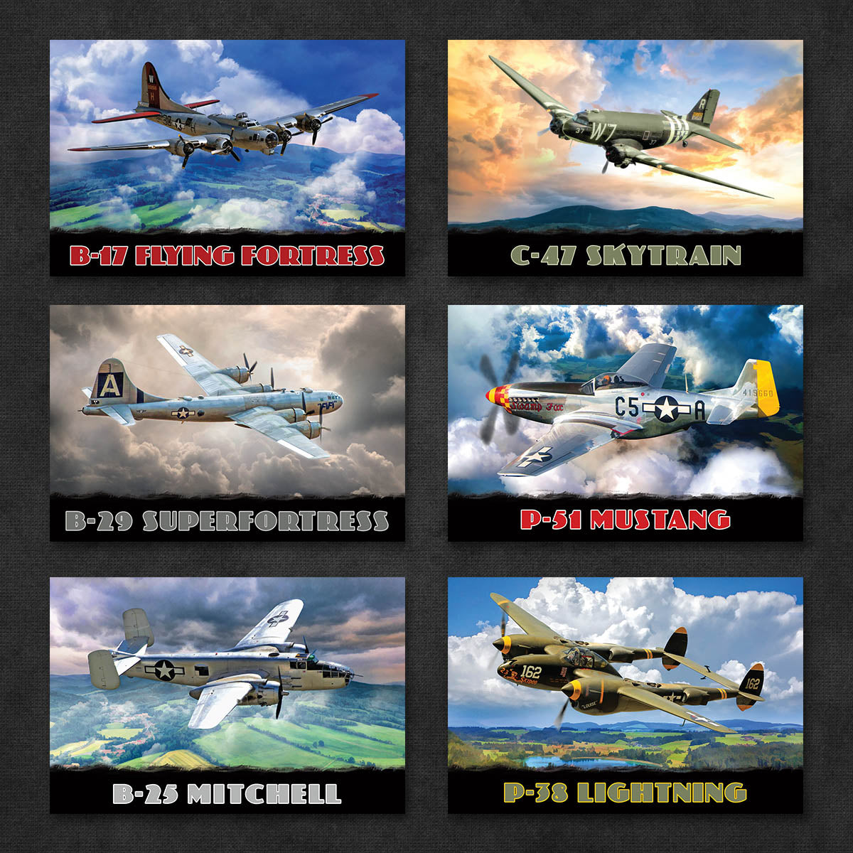 Airplanes of WWII Postcards | Set of 12
