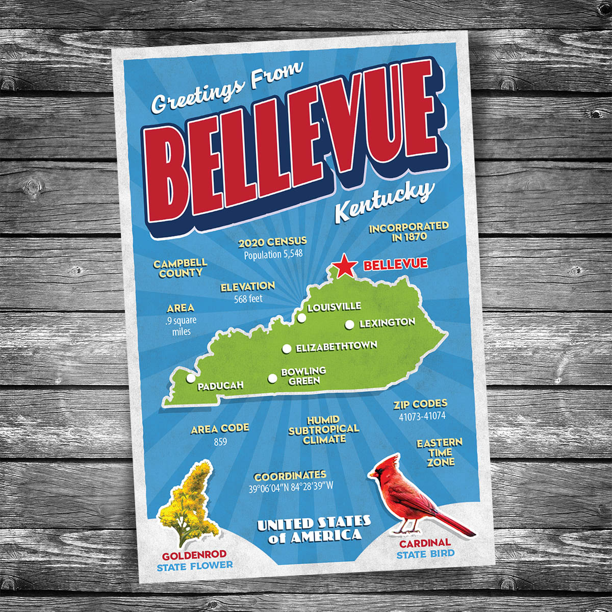Greetings from Bellevue KY Postcard | Set of 8