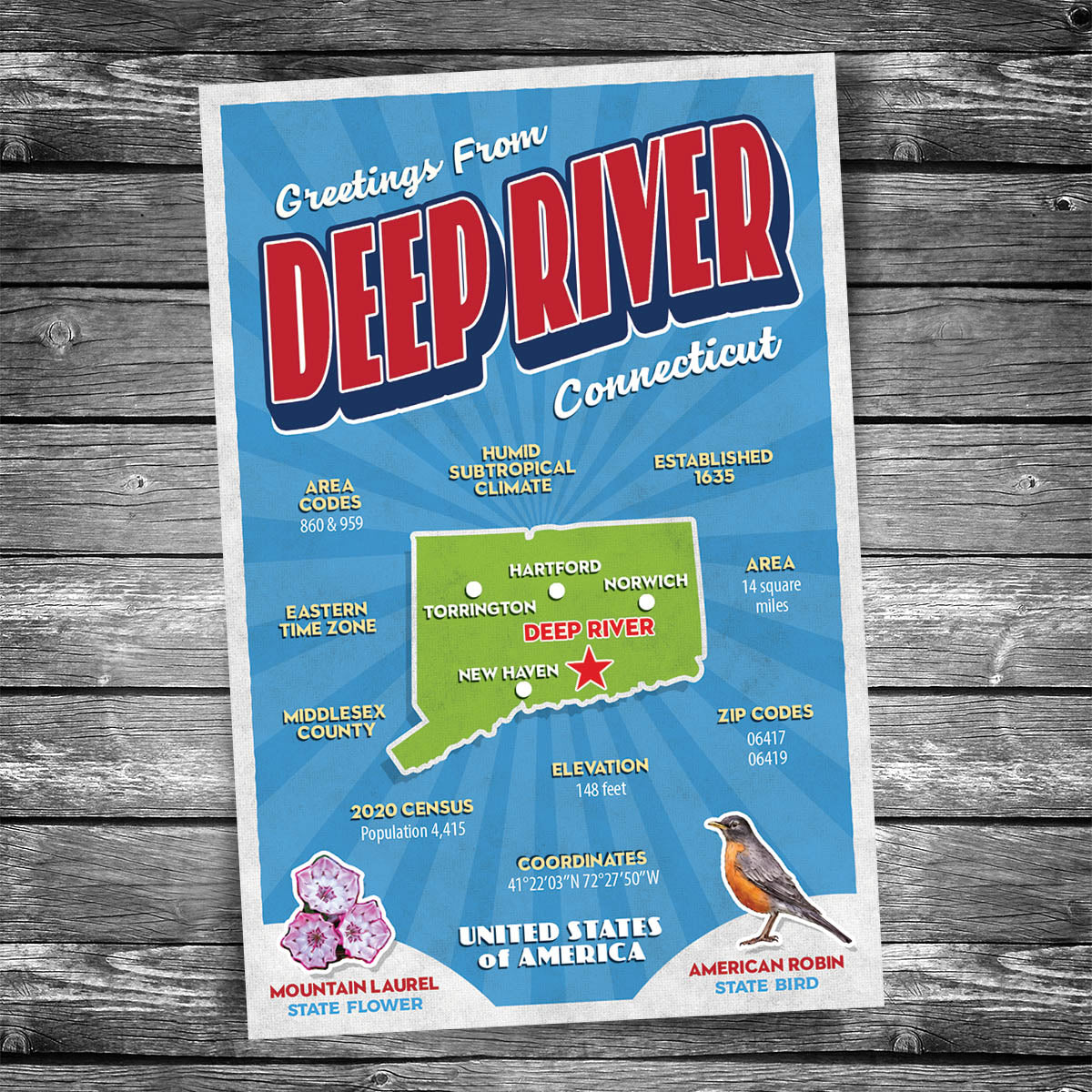 Greetings from Deep River CT Postcard | Set of 8