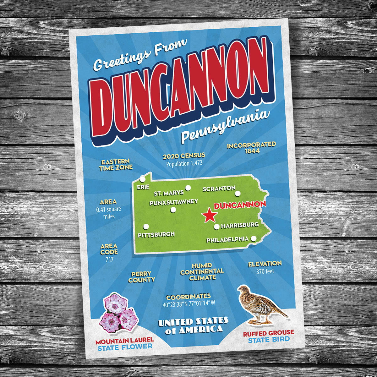 Greetings from Duncannon PA Postcard | Set of 8