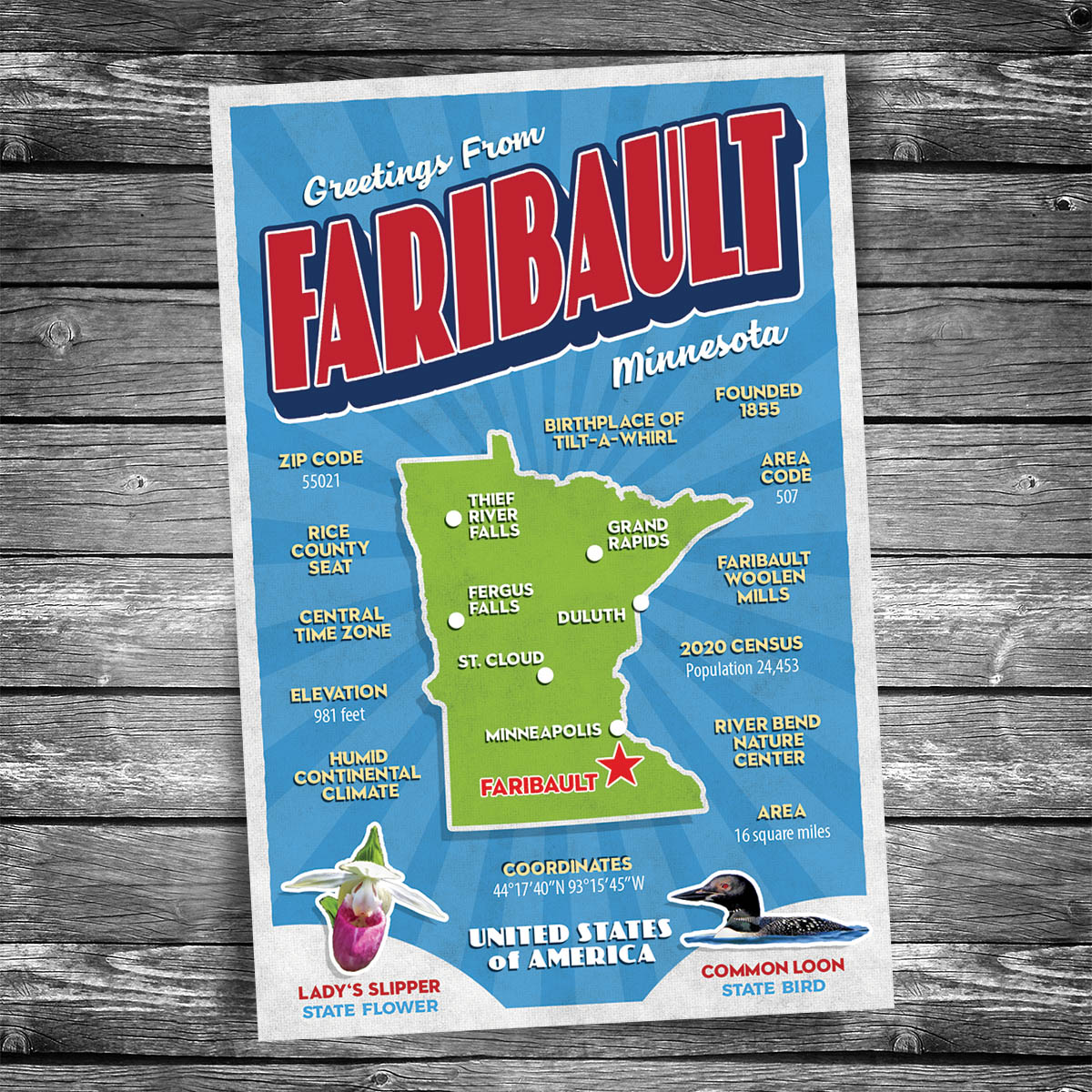Greetings from Faribault MN Postcard | Set of 8