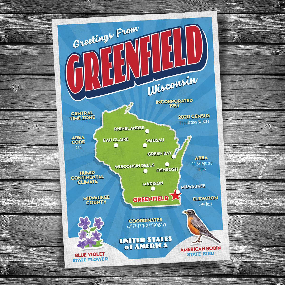 Greetings from Greenfield WI Postcard | Set of 8