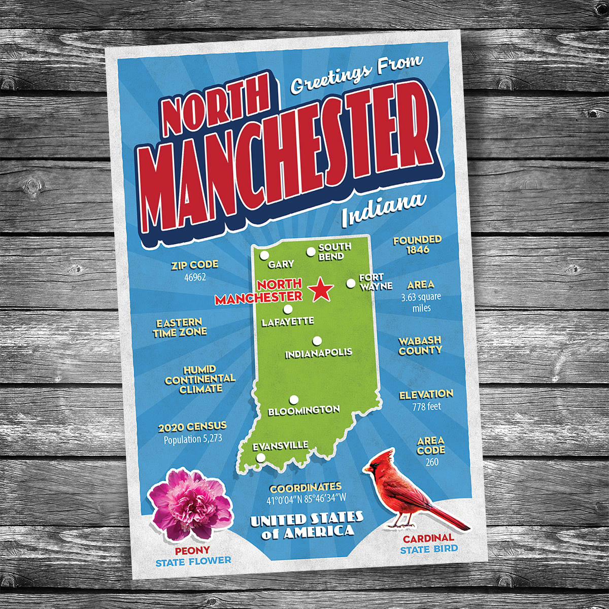 Greetings from North Manchester IN Postcard | Set of 8