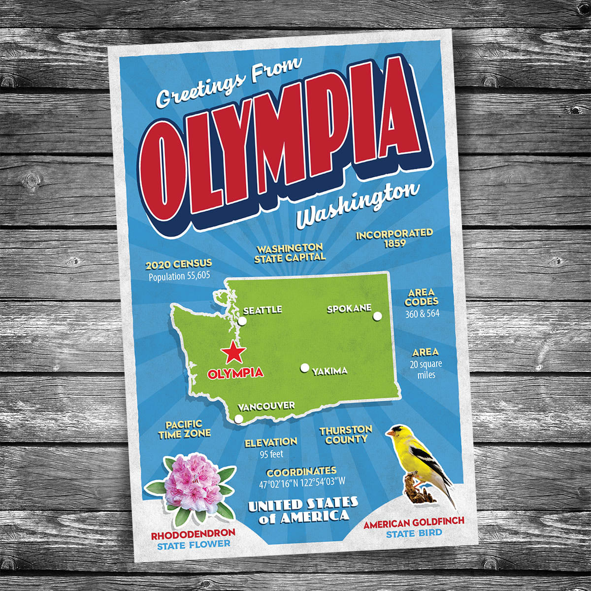 Greetings from Olympia WA Postcard | Set of 8