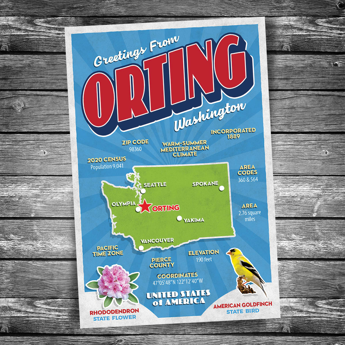 Greetings from Orting WA Postcard | Set of 8