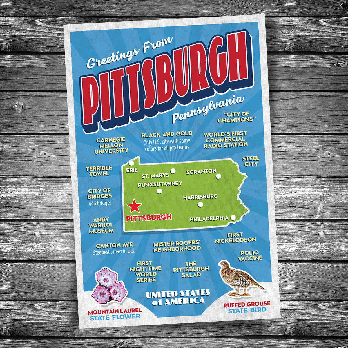 Greetings From Pittsburgh PA Postcard | Set of 8