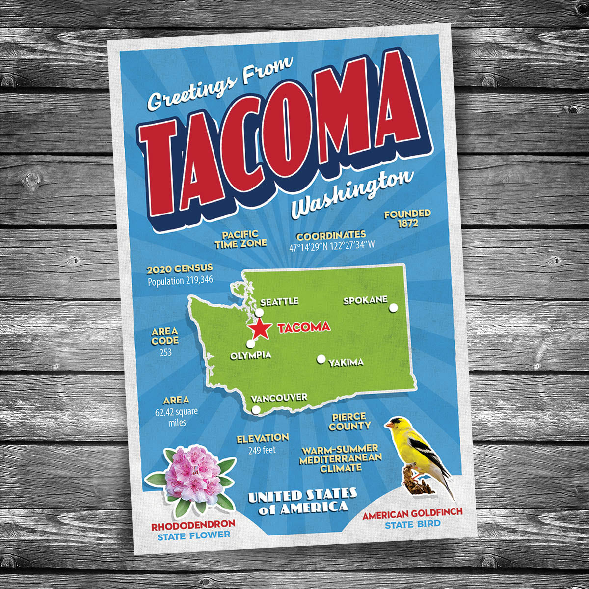 Greetings from Tacoma WA Postcard | Set of 8