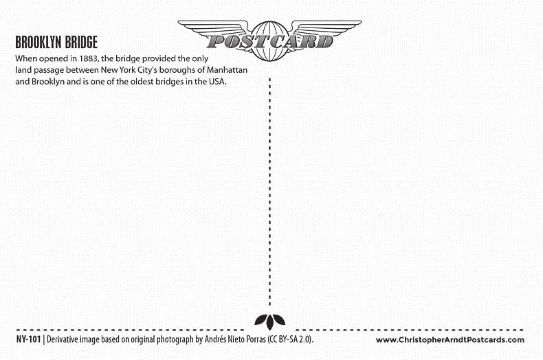 Brooklyn Bridge Skyline New York City Postcard