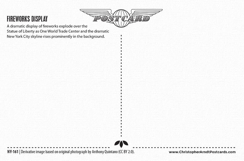 New York City Fireworks Postcard