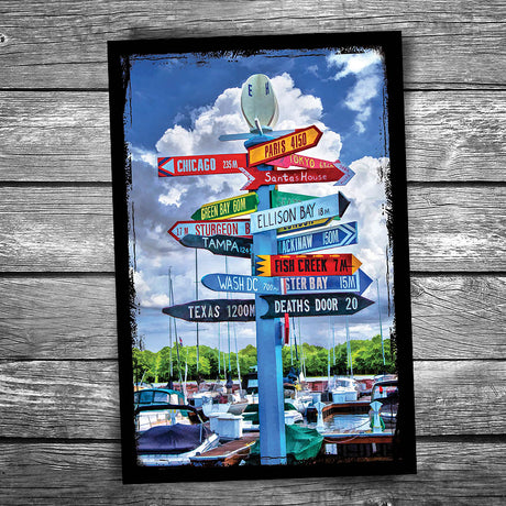 Door County Direction Sign Postcard