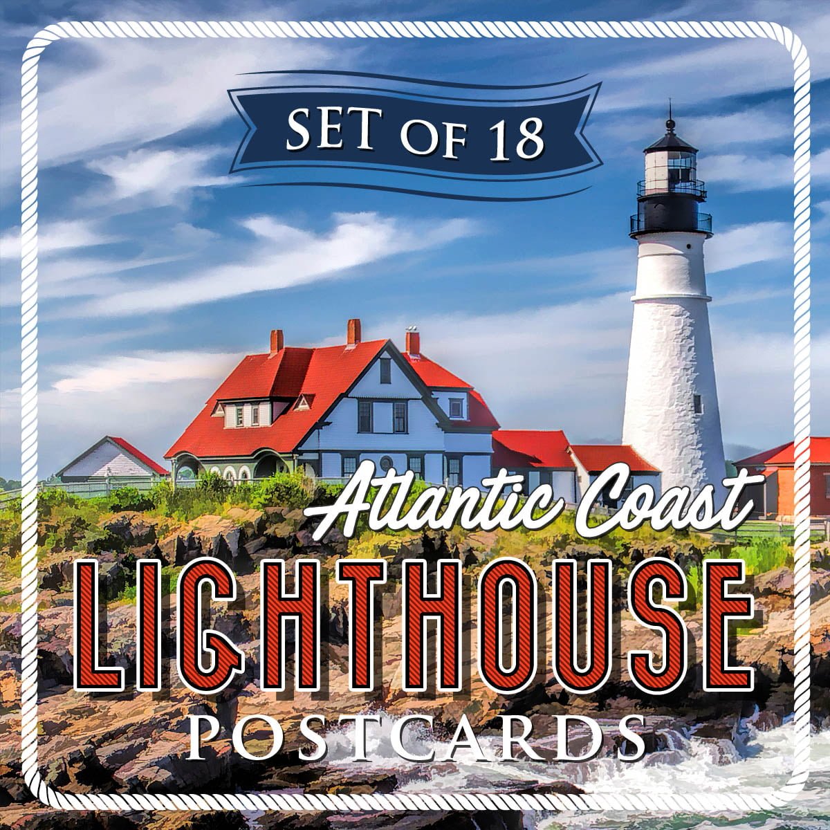 Atlantic Coast Lighthouse Postcards | Set of 18