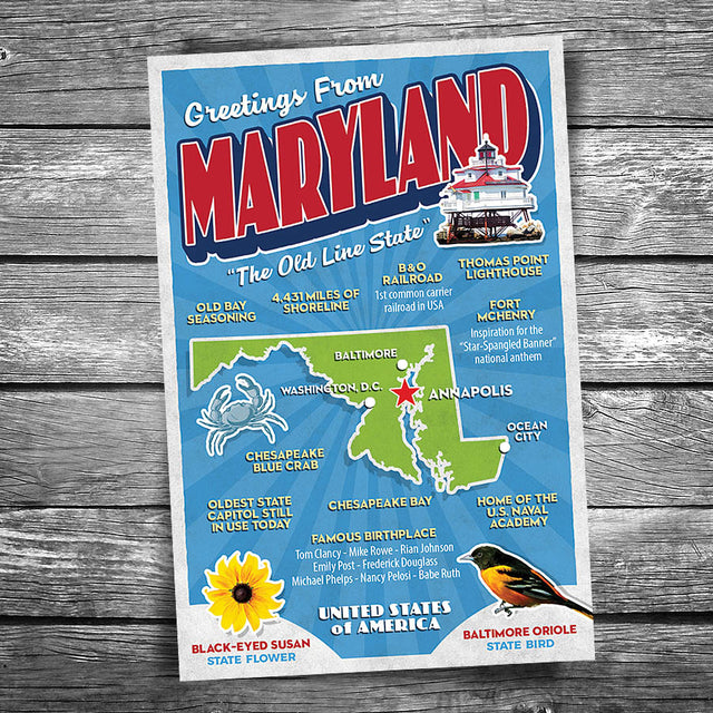 Greetings from Maryland Postcard