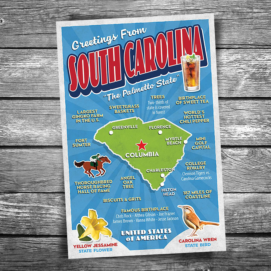 Greetings from South Carolina Postcard