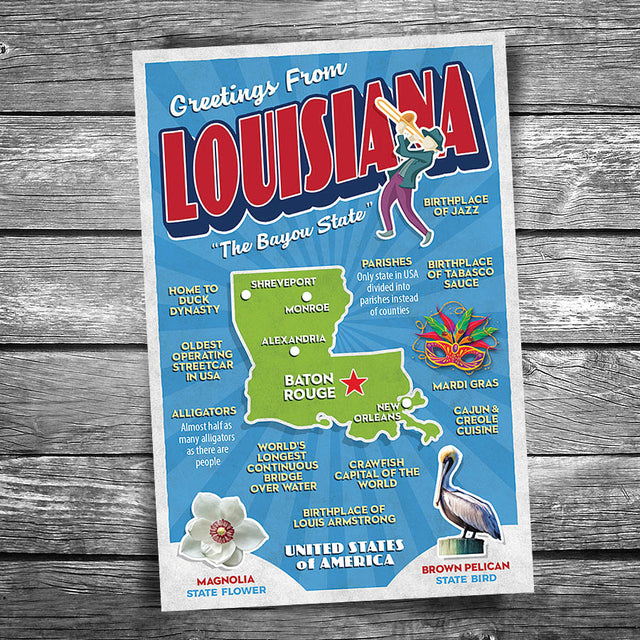 Greetings from Louisiana Postcard