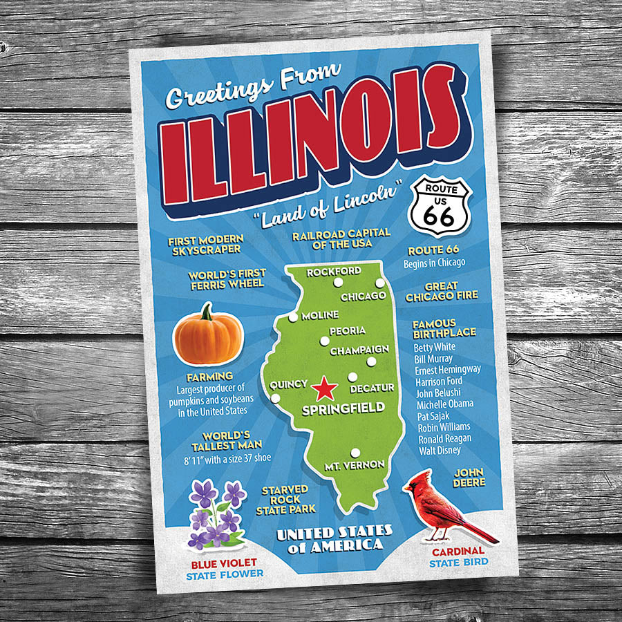 Greetings from Illinois Postcard