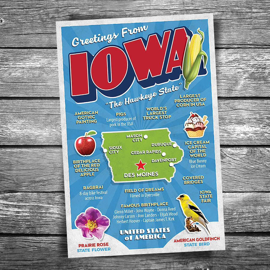 Greetings from Iowa Postcard