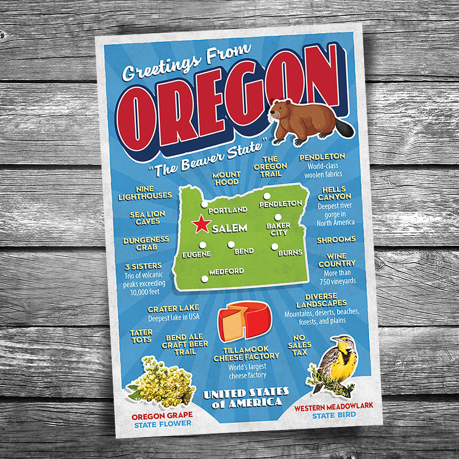 Greetings from Oregon Postcard
