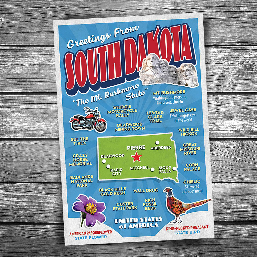 Greetings from South Dakota Postcard