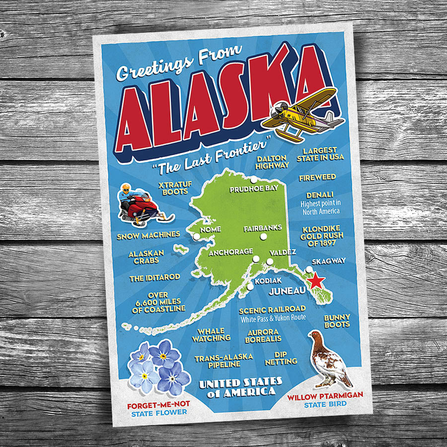 Greetings from Alaska Postcard