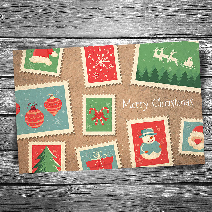 Christmas Stamps Postcard