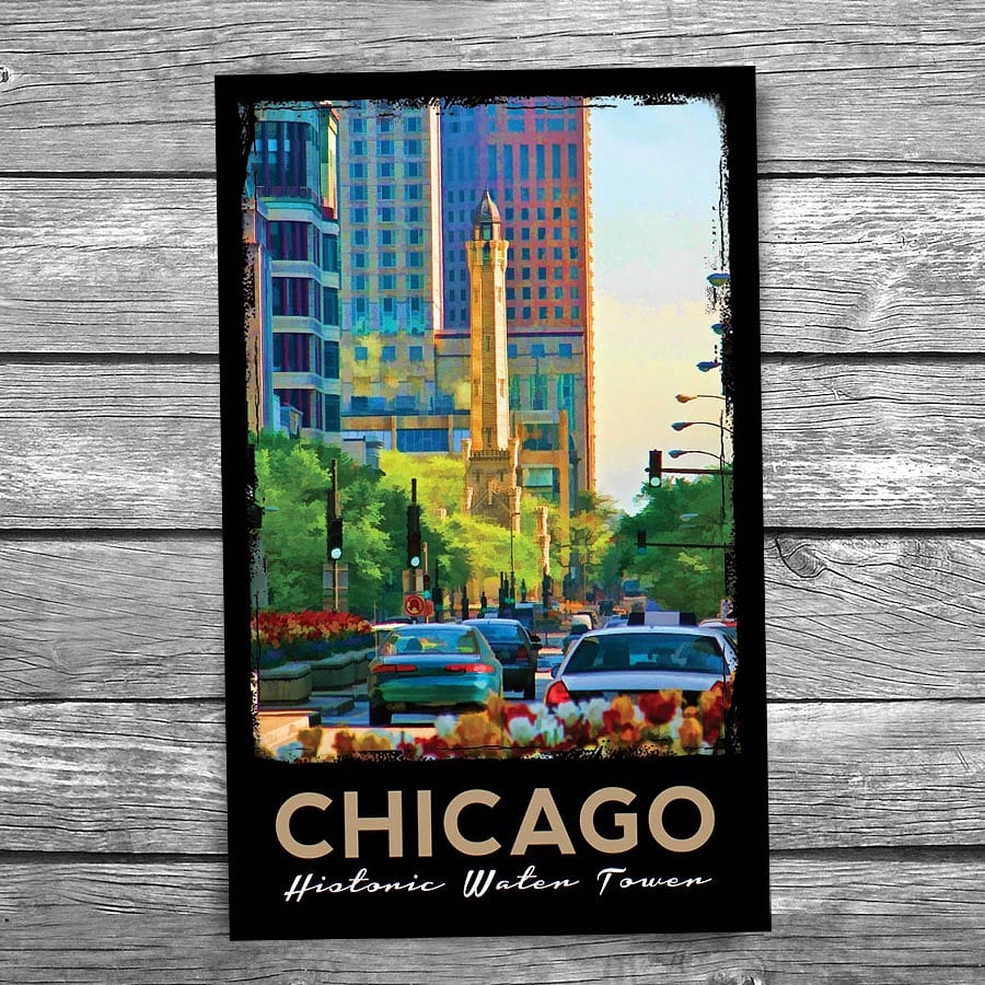 Chicago Water Tower Along Michigan Avenue Postcard