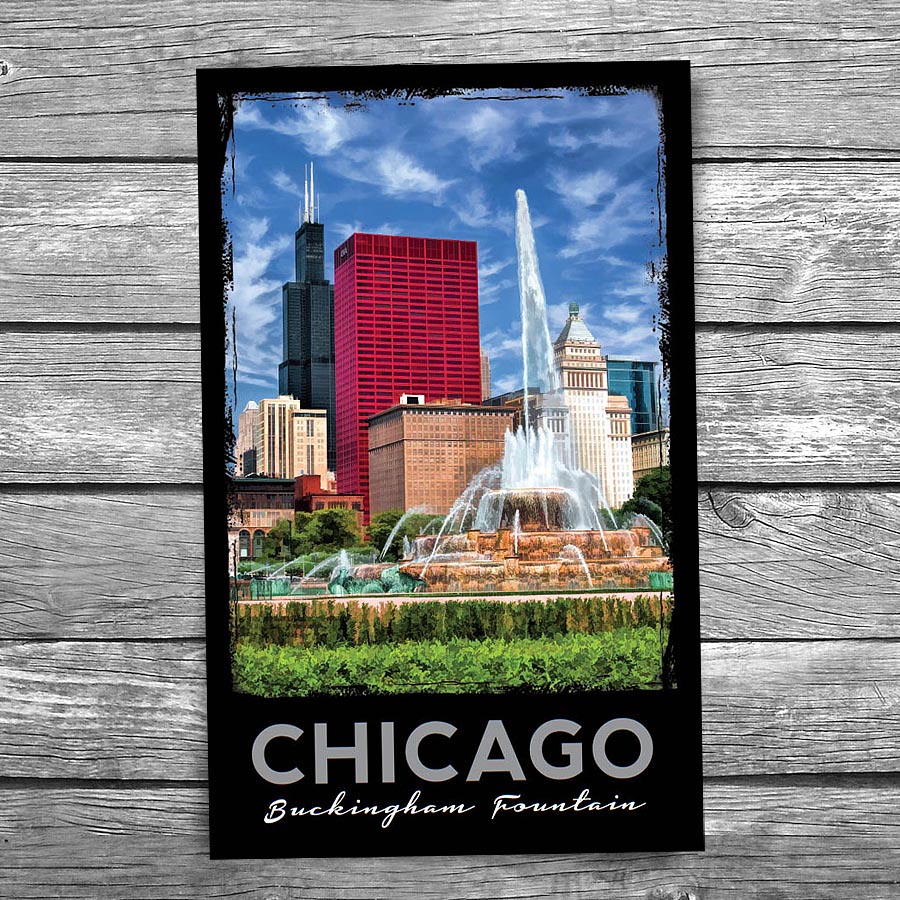 Buckingham Fountain and Willis Tower Postcard
