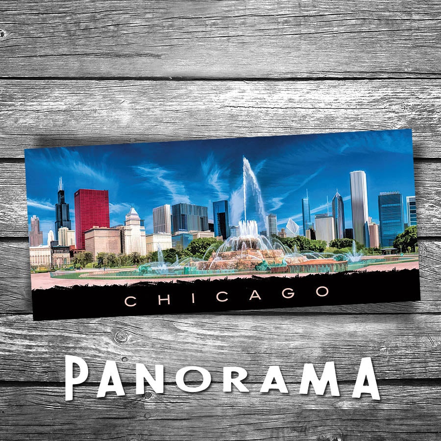 Chicago Buckingham Fountain Panorama Postcard