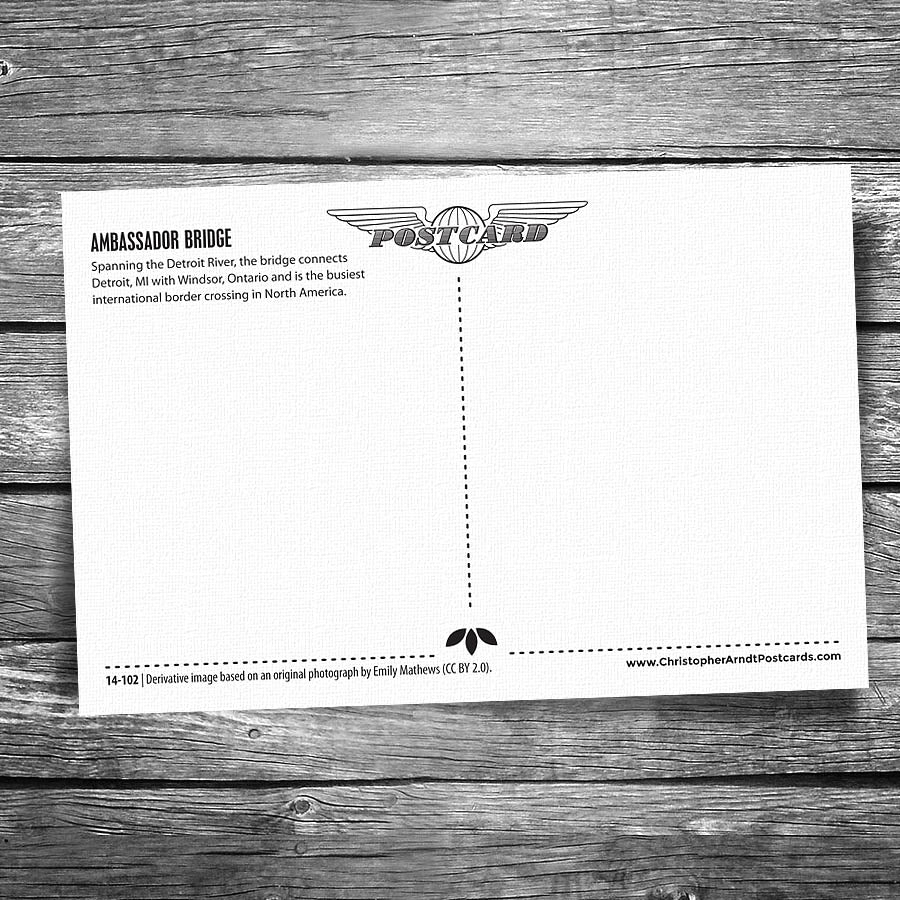 Detroit Ambassador Bridge Postcard