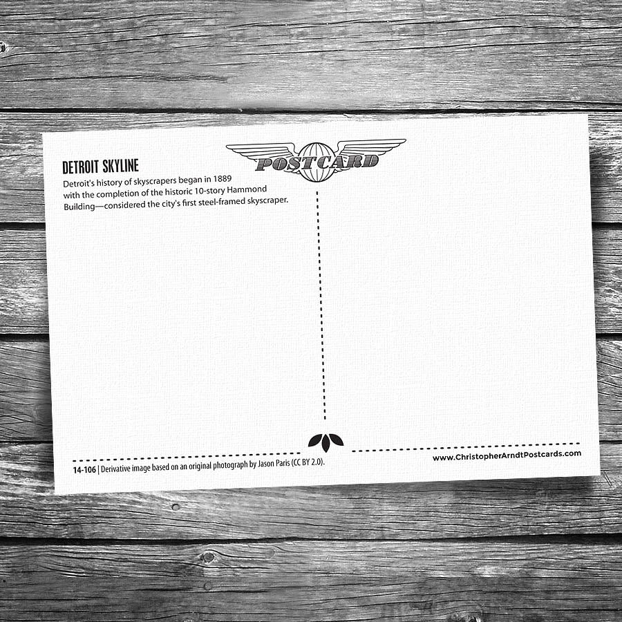 Detroit Skyline and River Postcard