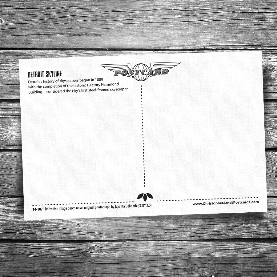 Detroit Skyline Sunset Postcard