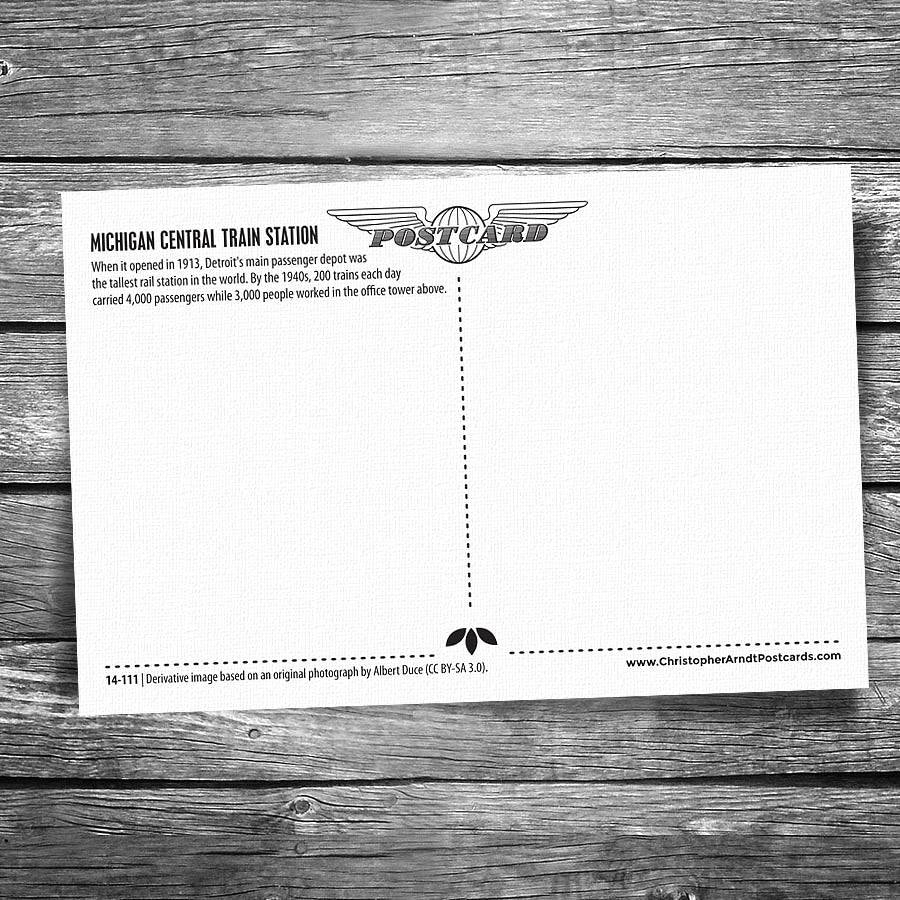 Detroit Michigan Central Train Station Postcard