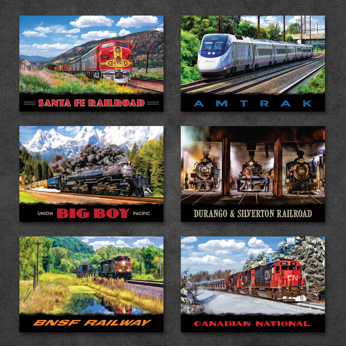 Train Postcards | Set of 16 – Christopher Arndt Postcard Co