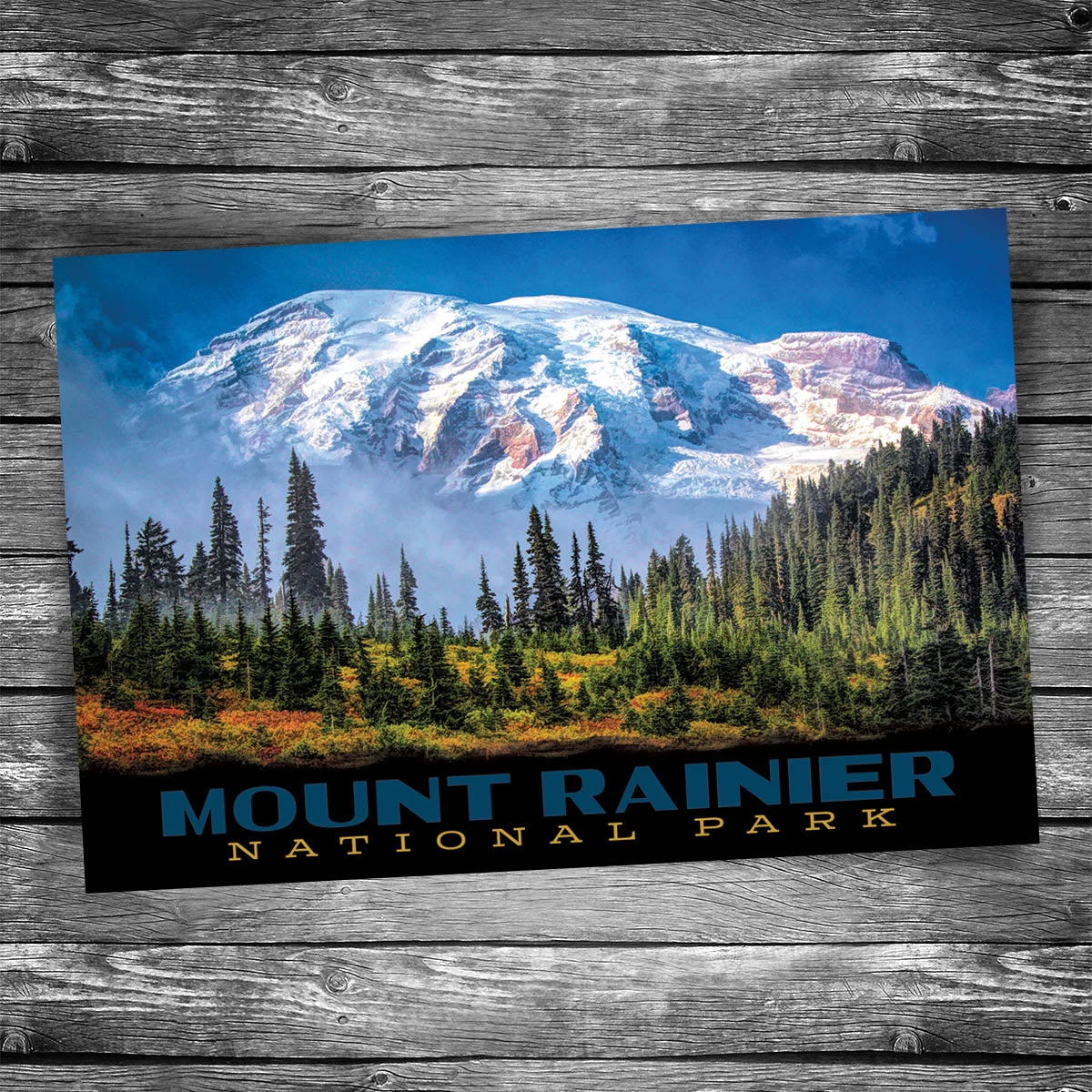 Mt Rainier Mountain Fog | 4x6 Postcard
