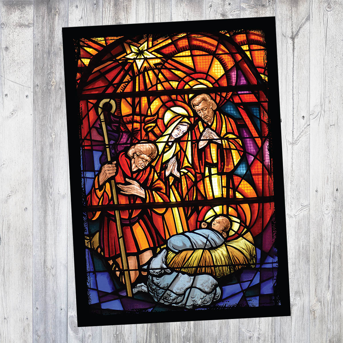 Stained Glass Nativity | 5x7 Blank Card